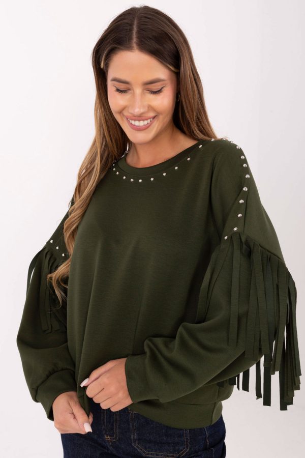 Green Sweatshirt in Sweatshirts For Women with Polyester and Viscose