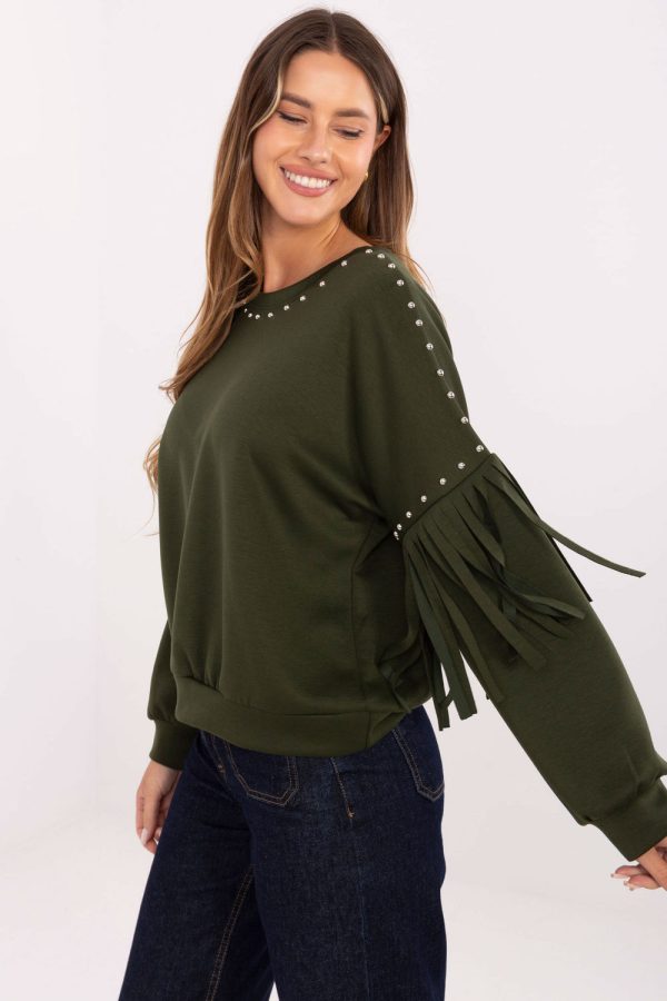 Green Sweatshirt in Sweatshirts For Women with Polyester and Viscose