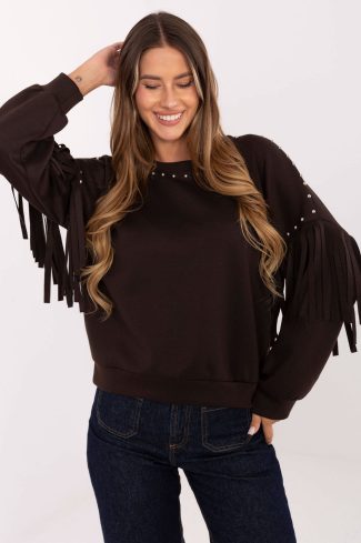 Brown Sweatshirt in Sweatshirts For Women with Polyester and Viscose