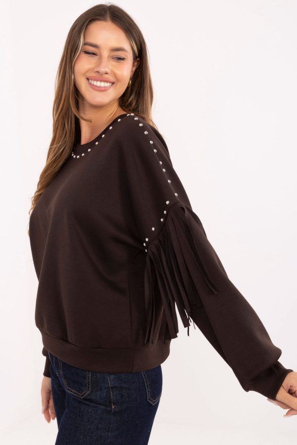 Brown Sweatshirt in Sweatshirts For Women with Polyester and Viscose