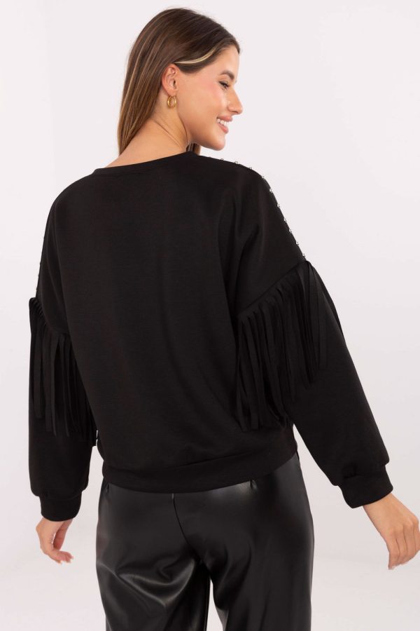 Black Sweatshirt in Sweatshirts For Women with Polyester and Viscose