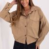 Brown Long Sleeve Shirt in Shirts For Women with Cotton and Spandex