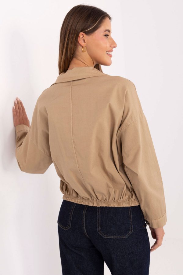 Brown Long Sleeve Shirt in Shirts For Women with Cotton and Spandex