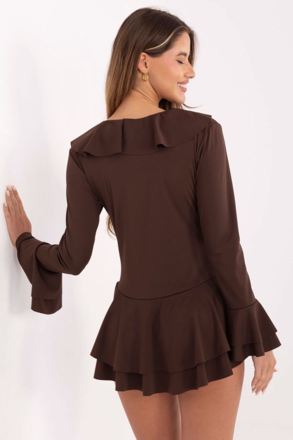 Brown Suit in Playsuits For Women with Spandex, Polyester and Viscose