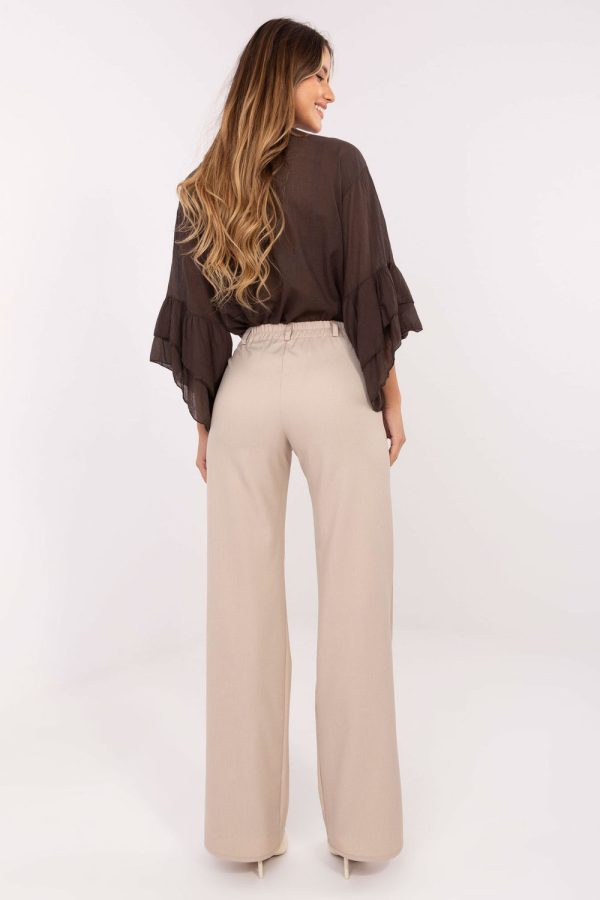 Beige Women Trousers in Pants, Trousers, Shorts with Cotton and Spandex