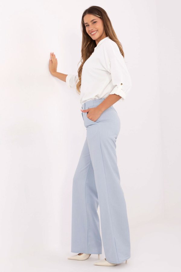Blue Women Trousers in Pants, Trousers, Shorts with Cotton and Spandex