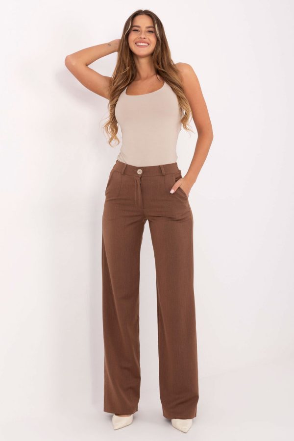 Brown Women's Pants in Pants, Trousers, Shorts with Cotton and Spandex