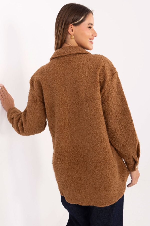 Brown Long Sleeve Shirt in Shirts For Women with Cotton and Polyester