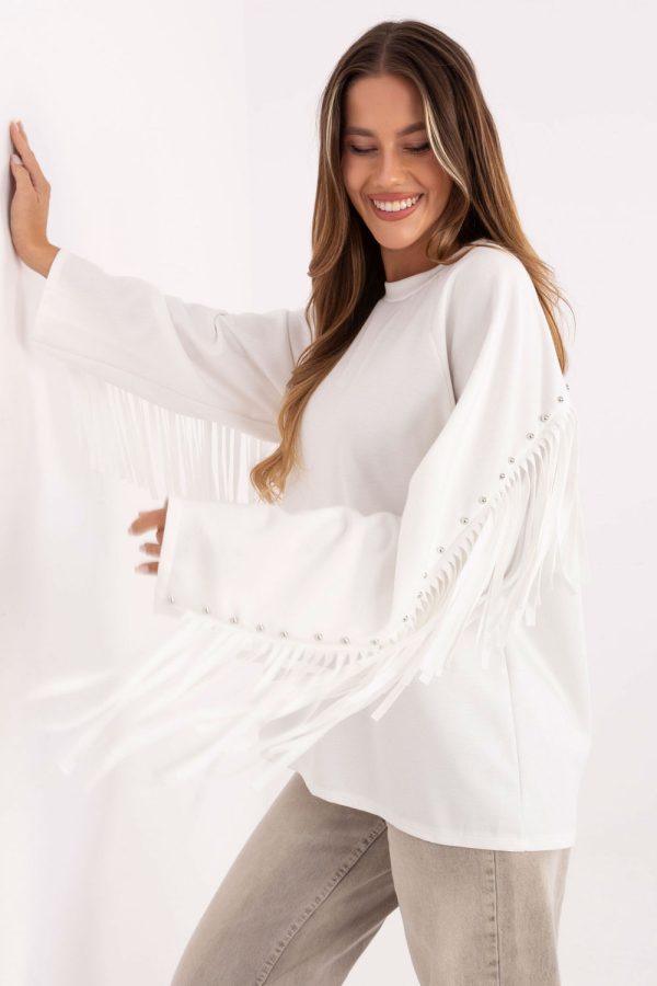 White Sweatshirt in Sweatshirts For Women with Polyester and Viscose