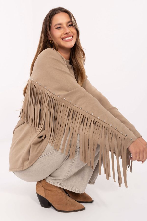 Beige Sweatshirt in Sweatshirts For Women with Polyester and Viscose