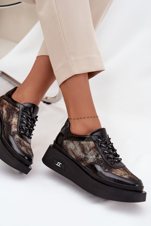 Black Platform Shoes in Women`s Ankle Boots & Booties with Fabric, Footbed, Upper Height and Platform Height