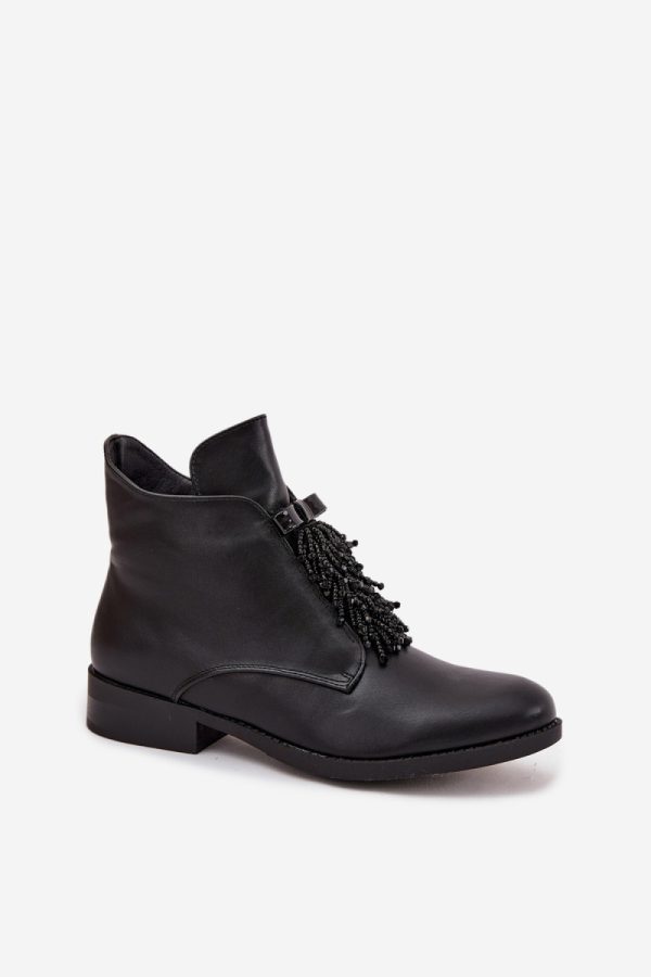 Black Boots in Women`s Ankle Boots & Booties with Fabric, Warmers, Footbed, Upper Height and Heel Height