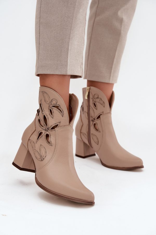 beige Heel boots model 219129 Step in style