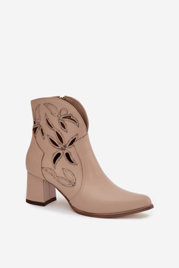 beige Heel boots model 219129 Step in style