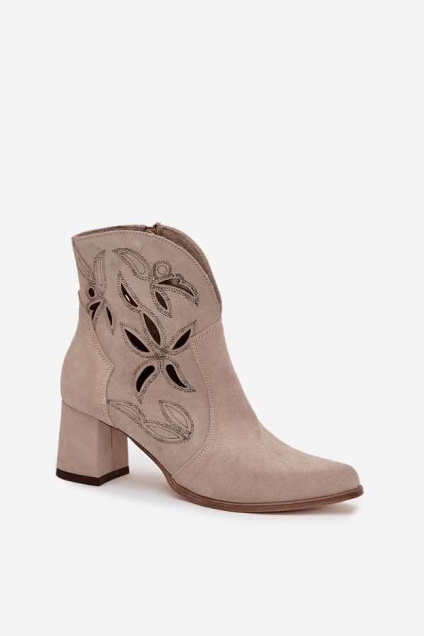 beige Heel boots model 219133 Step in style