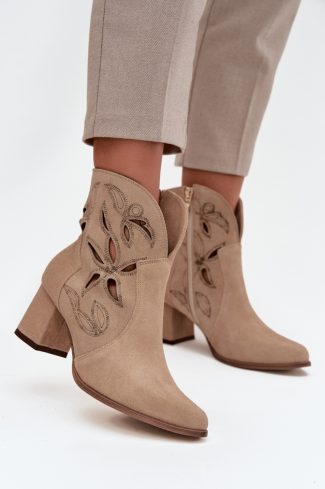 beige Heel boots model 219134 Step in style