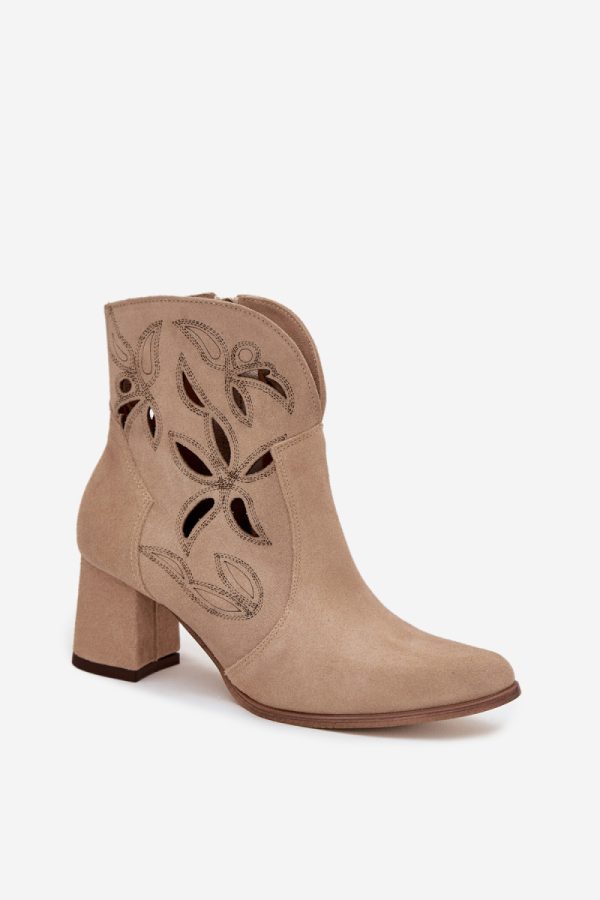 beige Heel boots model 219134 Step in style