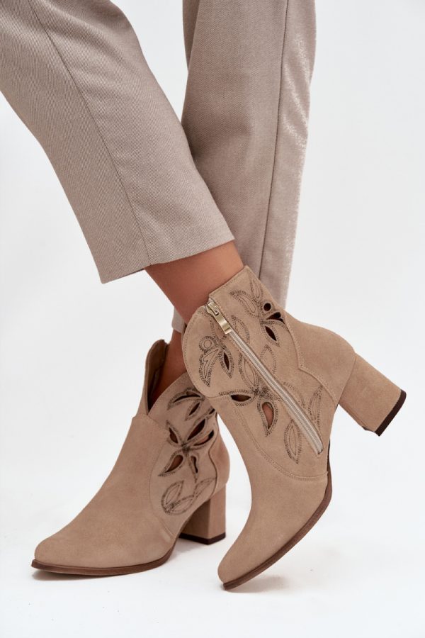 beige Heel boots model 219134 Step in style