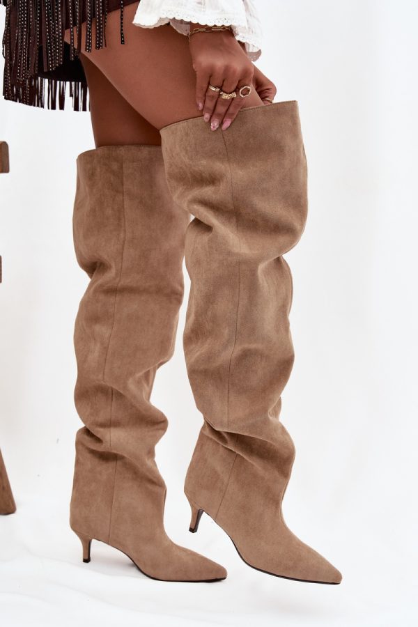 beige Heel boots model 219136 Step in style