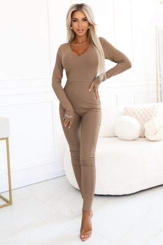 Beige Suit in Playsuits For Women with Spandex and Polyester
