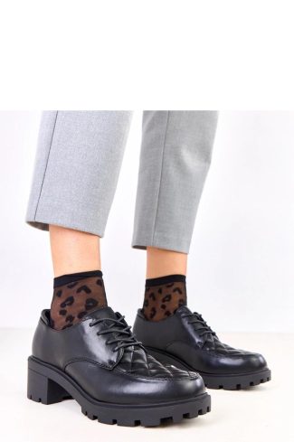 Black Heeled Low Shoes.Fabric, Footbed and Heel Height