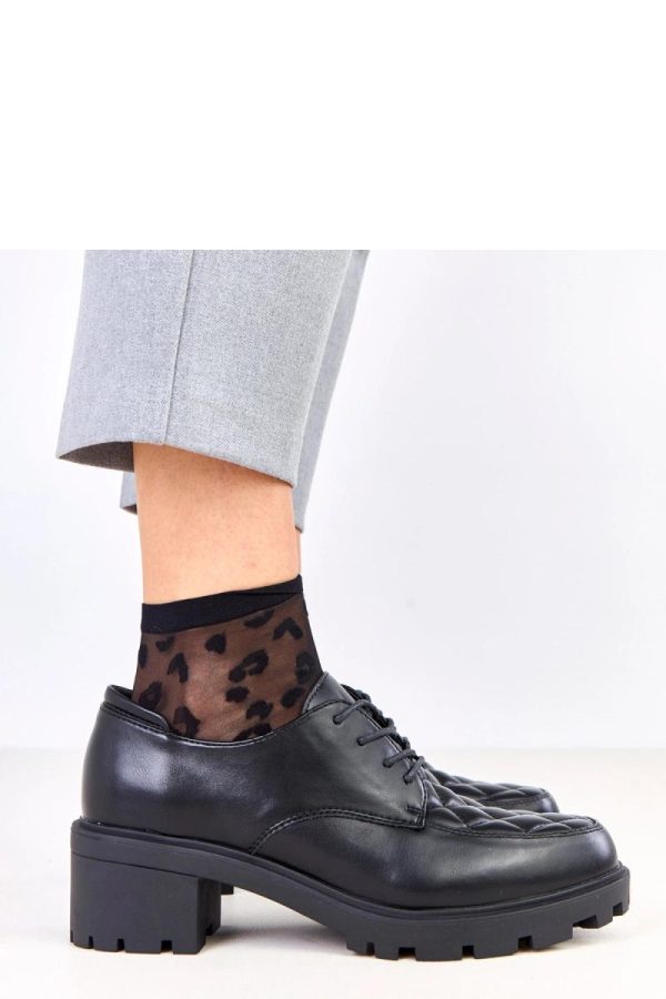 Black Heeled Low Shoes.Fabric, Footbed and Heel Height