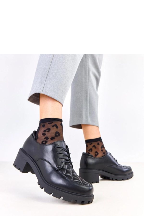 Black Heeled Low Shoes.Fabric, Footbed and Heel Height