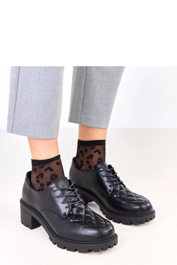 Black Heeled Low Shoes.Fabric, Footbed and Heel Height