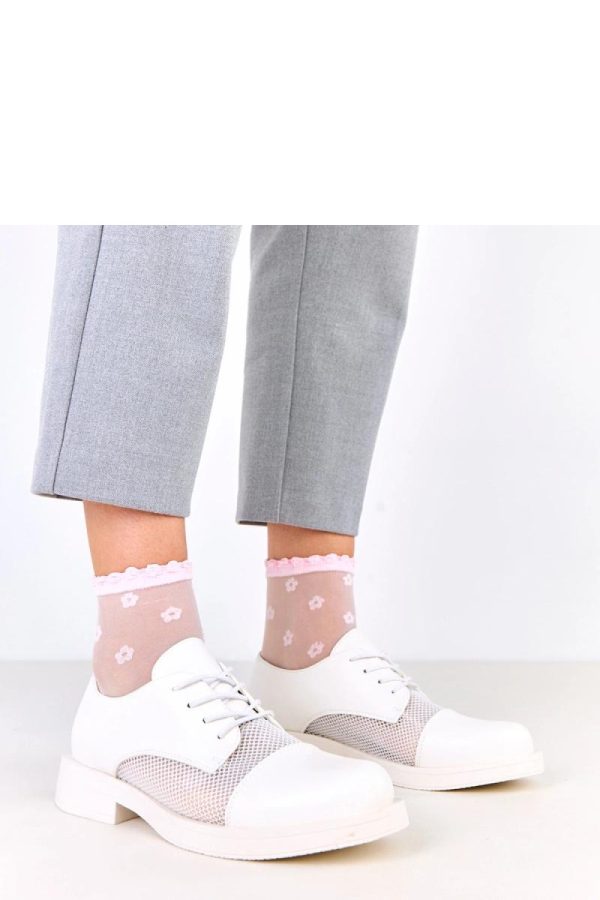 White Half Shoes.Fabric, Footbed and Heel Height