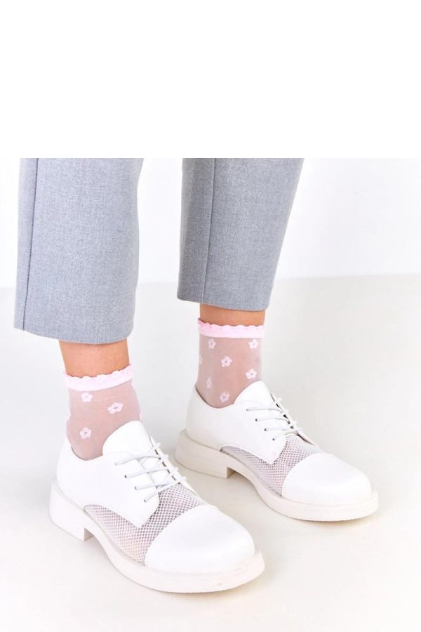 White Half Shoes.Fabric, Footbed and Heel Height
