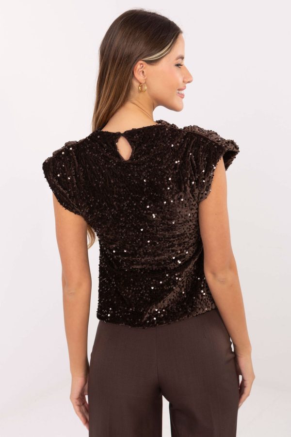 Brown Blouse in Women`s Blouses, Tunics with Polyester and Viscose