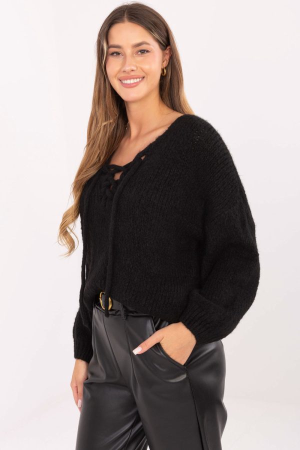 Black Jumper in Sweaters, Pullovers, Jumpers, Turtlenecks, Boleros, Shrugs with Acrylic, Polyamide, Viscose and Wool