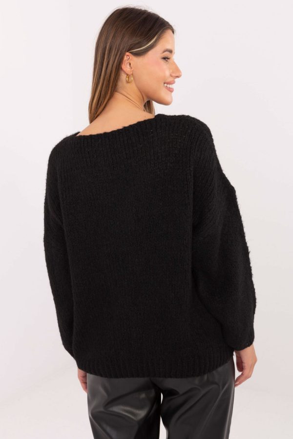 Black Jumper in Sweaters, Pullovers, Jumpers, Turtlenecks, Boleros, Shrugs with Acrylic, Polyamide, Viscose and Wool