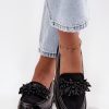 Black Mocassin in Moccasins, Loafers with Fabric, Footbed, Upper Height and Heel Height