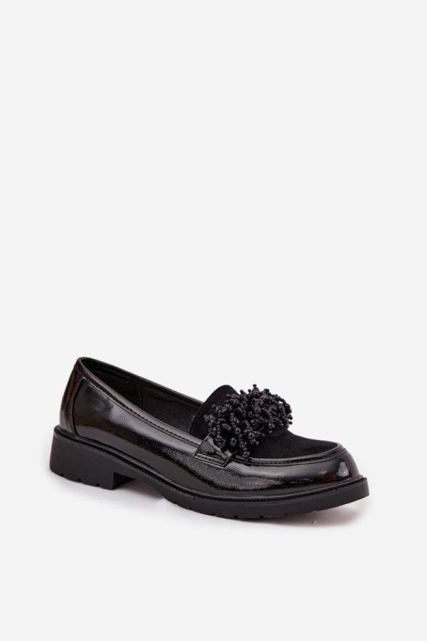 Black Mocassin in Moccasins, Loafers with Fabric, Footbed, Upper Height and Heel Height