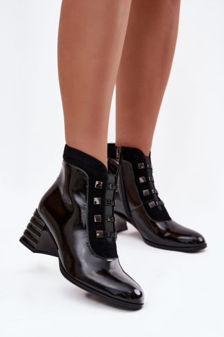 1097056.jpg Black Heel Boots in Women`s Ankle Boots & Booties with Fabric, Warmers, Footbed, Upper Height and Heel Height