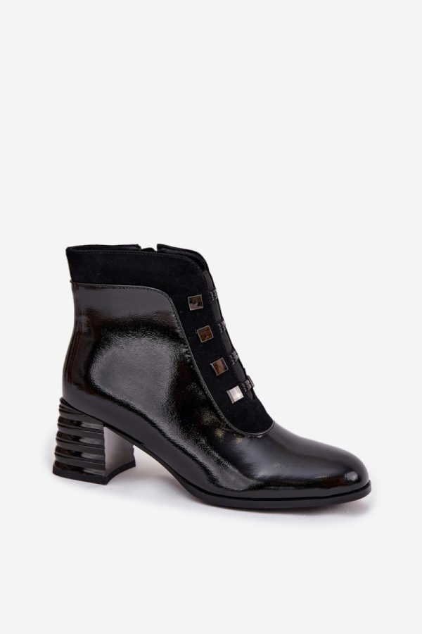 Black Heel Boots in Women`s Ankle Boots & Booties with Fabric, Warmers, Footbed, Upper Height and Heel Height