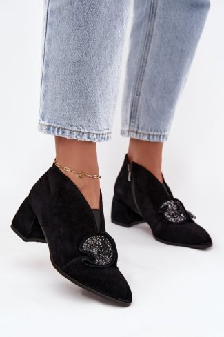 1097059.jpg Black Heel Boots in Women`s Ankle Boots & Booties with Fabric, Footbed, Upper Height and Heel Height