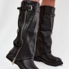 1097108.jpg Black Thigh-Hight Boots in Over The Knee High Boots, Thigh High Boots with Fabric, Warmers, Footbed, Upper Height and Heel Height