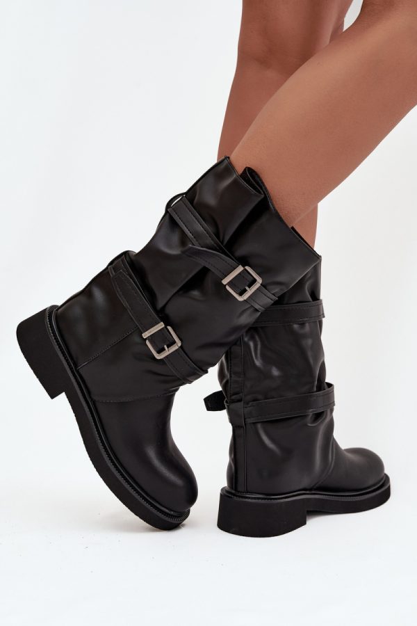 Black Thigh-Hight Boots in Over The Knee High Boots, Thigh High Boots with Fabric, Warmers, Footbed, Upper Height and Heel Height