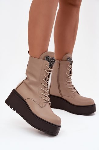 Beige Platform Boots in Women`s Ankle Boots & Booties with Fabric, Warmers, Footbed, Upper Height, Heel Height and Platform Height