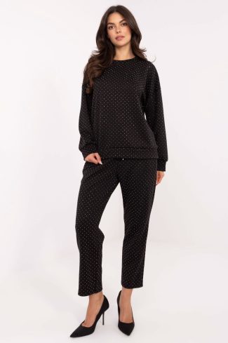 Black Set in Pants, Trousers, Shorts with Polyester and Viscose