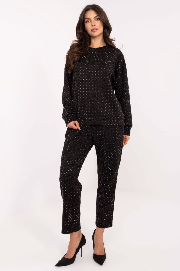 Black Set in Pants, Trousers, Shorts with Polyester and Viscose