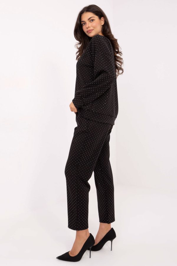 Black Set in Pants, Trousers, Shorts with Polyester and Viscose