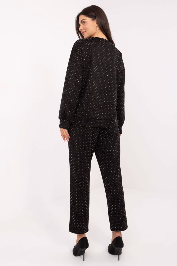 Black Set in Pants, Trousers, Shorts with Polyester and Viscose