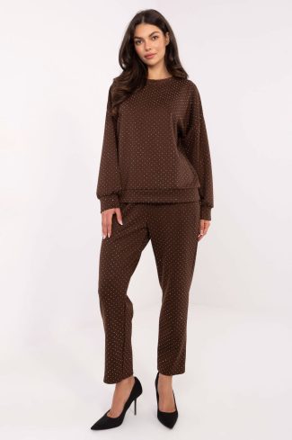 Brown Set in Pants, Trousers, Shorts with Polyester and Viscose