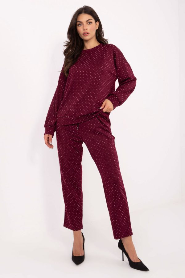 Red Set in Pants, Trousers, Shorts with Polyester and Viscose