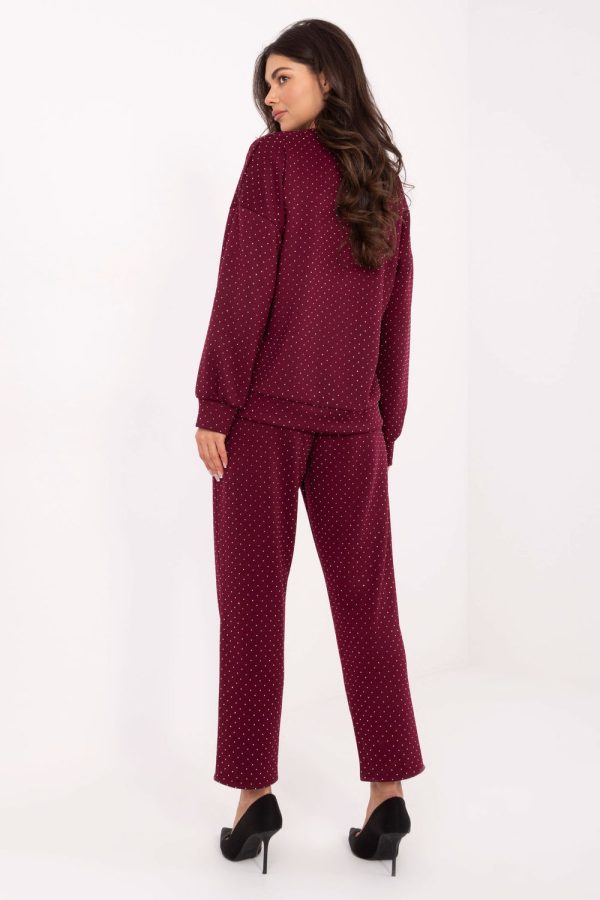 Red Set in Pants, Trousers, Shorts with Polyester and Viscose