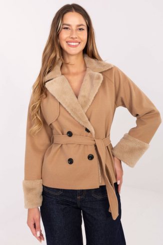 Brown Coat in Women`s Coats, Jackets with Spandex and Polyester