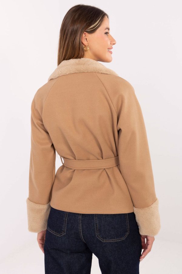 Brown Coat in Women`s Coats, Jackets with Spandex and Polyester